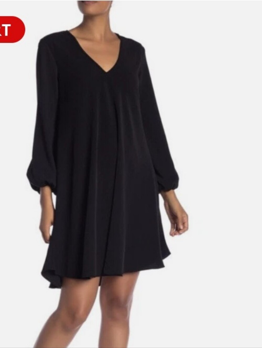 Nwt. A by Amanda  Black V-Neck Long Sleeve Swing Dress